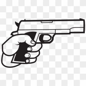 Gun In Hand Silhouette - Cartoon Hand Holding Gun, HD Png Download - hand holding gun png