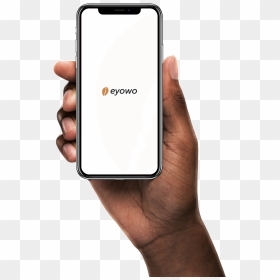 A Hand Holding The Eyowo App - Zera Food Recycler App, HD Png Download - hand holding gun png