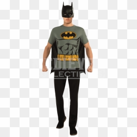 Adult Batman Grey Cape T-shirt With Mask - Easy Batman Costume, HD Png Download - batman mask png