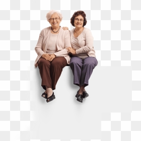 Person Sitting Back - Two Women Waving, HD Png Download - people sitting back png