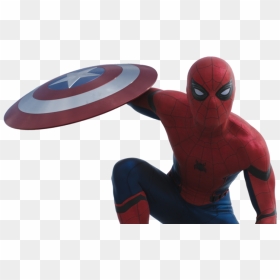 Personthe New Spiderman With Captain America"s Shield - Spiderman Png, Transparent Png - captain america shield png