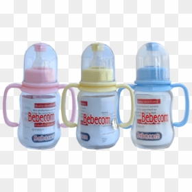 Bebecom Glass 125ml Baby Bottle With Handle - Plastic Bottle, HD Png Download - baby bottle png