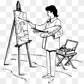 Painting Easel Artist Clip Art Watercolor Woman - Artist Clipart Black And White, HD Png Download - artist png