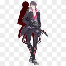 Anime Guy Holding A Gun - Anime Boy With Rifle, HD Png Download - hand holding gun png