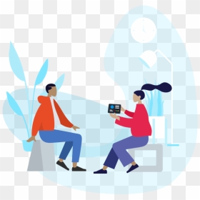 One To One Illustration With Ipad Tablet, HD Png Download - people sitting back png