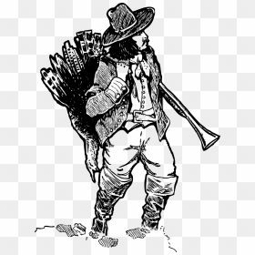 Pilgrim With Turkey Clip Arts - Black And White Clipart Game Hunting, HD Png Download - pilgrim hat png
