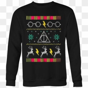 Harry Potter Glasses Ugly Christmas Sweatshirt - Deathly Hallows Symbol, HD Png Download - harry potter glasses png
