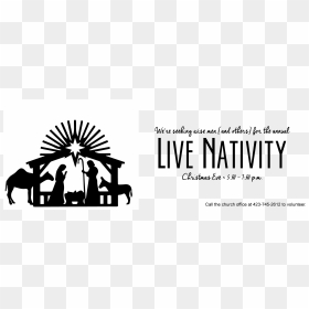 Live Nativity - Nativity Black And White Clipart, HD Png Download - nativity silhouette png