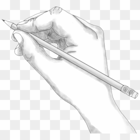 Hand Draw Art - Hand Holding Pencil Drawing, HD Png Download - hand holding gun png