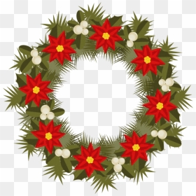 Transparent Santa Claus Christmas Wreath Decor Flower, HD Png Download - christmas garland png