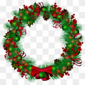 Clipart Christmas Wreath Png, Transparent Png - christmas garland png