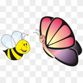 Abeja Y Mariposa4 - Dibujos De Flores Con Abejas Y Mariposas, HD Png Download - mariposas png
