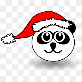 Funny Panda Face Black And White With Santa Claus Hat - Christmas Panda Colouring Pages, HD Png Download - santa hat png transparent