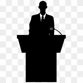 Business Man Podium Silhouette Clip Arts - Public Speaking Silhouette Png, Transparent Png - podium png