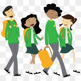 We Have To Walk To School Because We Want To Make Our - Cartoon, HD Png Download - group of people walking png