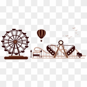 Amusement Park Silhouette Ferris Wheel - Amusement Park Rides Png, Transparent Png - park png