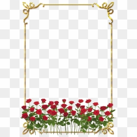 Frames Png Douradas Com Rosa Vermelhas, Transparent Png - rose border png