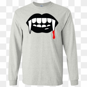Black Vampire Fangs Halloween Ls T Shirt - T Shirt One Punch Man Ok, HD Png Download - vampire fangs png