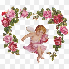 Cherub Angel Roses Vintage Transparent Png - Transparent Cherub Png, Png Download - angels png