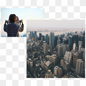 New York Skyline And Boy Looking Out To Nyc - New York City, HD Png Download - nyc skyline png
