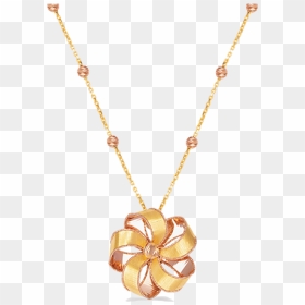 Ribbon Flower Design 18k Gold Necklace - Pendant, HD Png Download - gold chains png