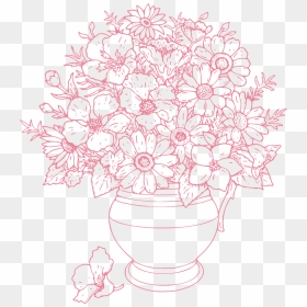 Flowers,vase,flower Vector Graphics,free - Beautiful Flower Pot Drawing, HD Png Download - flower outline png
