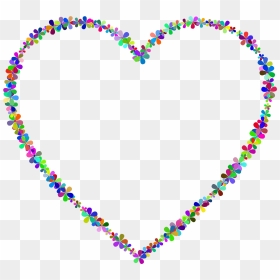 Prismatic Floral Heart Outline Clip Arts - Rainbow Heart Outline, HD Png Download - flower outline png