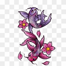 Butterfly Koi Tattoo Black And Gray Fish - Koi Tattoo Design, HD Png Download - koi fish png