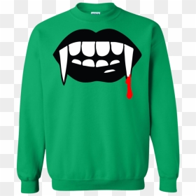Black Vampire Fangs Halloween Pullover Sweatshirt Ash - Green Harry Potter Clothes, HD Png Download - vampire fangs png