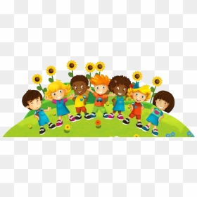 Friendly Clipart Play School Kid - Rainbow With Garden And Children, HD Png Download - play school kids png images