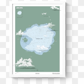 Rkr Crater Lake Nautical Map Art Print Frame White - Atlas, HD Png Download - crater png