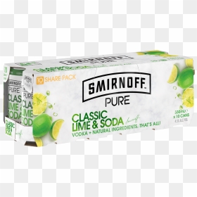 Smirnoff Pure Lime And Soda 10 Pack Cans 10 Pack - Smirnoff Pure Vodka Lime Soda, HD Png Download - soda can png