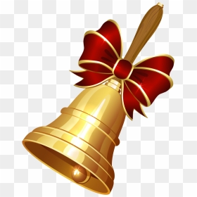 Golden Christmas Bell With Bow Png Image - Bell Clipart Png, Transparent Png - christmas bow png