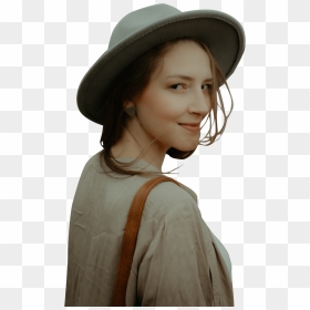 Woman In White Hat Looking Back - Girl, HD Png Download - person sitting in chair back view png