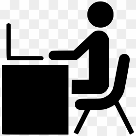 Man Desk Working Laptop Computer Office Work Person - Person At Desk Clipart, HD Png Download - person sitting in chair back view png