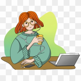 Sitting, HD Png Download - girl with laptop png
