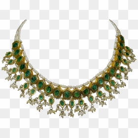 Antique Emerald Seed Pearl Necklace, HD Png Download - indian jewellery png
