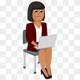 Cartoon Woman At Computer, HD Png Download - girl with laptop png