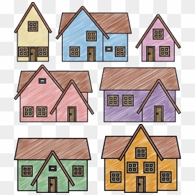 Scribble Houses - Cartoon House And Houses, HD Png Download - houses png