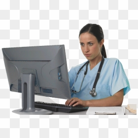 What Meaningful Use Means To Nurses - Nurse Using A Computer, HD Png Download - computer education png