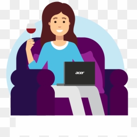 Weekdays Teacher Education Wine Laptop Couch Acer Microsoft - Computer, HD Png Download - girl with laptop png