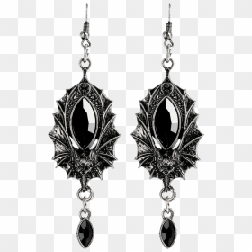 Bat Earrings Silver - Goth Black Earrings Png, Transparent Png - earrings png