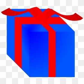 Blue Gift Box Wrapped With Red Ribbon Clip Arts - Gift Box Clip Art, HD Png Download - ribbon vector png