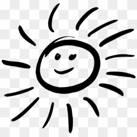 Black And White Smiling Sun, HD Png Download - sun clipart black and white png