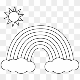 Rainbow Sun Clipart Black And White, HD Png Download - sun clipart black and white png