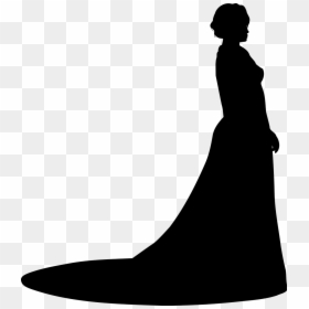 Woman In Wedding Dress Silhouette, HD Png Download - white dress png