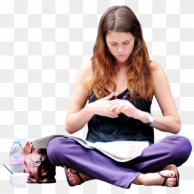 Person Sitting On Ground Png, Transparent Png - people reading png
