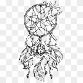 Dream Catcher Tattoo Design Outline, HD Png Download - dream catcher silhouette png