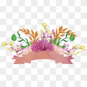 Floral Design Ribbon Watercolor Painting - Watercolor Painting, HD Png Download - ribbon vector png