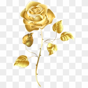 Beautiful Gold Rose Png Clip Art Image - Transparent Background Gold Flower Png, Png Download - beauty and the beast rose png